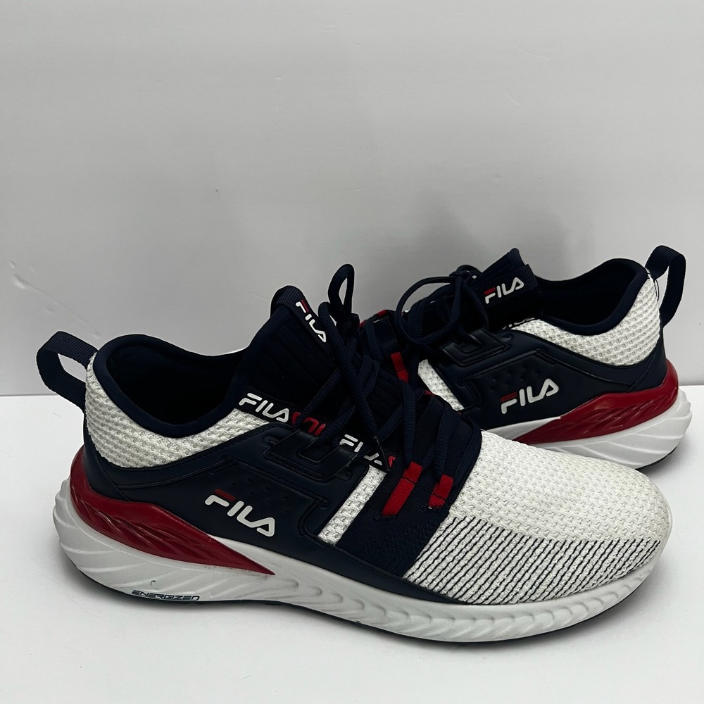 FILA Energized Men's Running Shoes Size 13 White Blue Red Sneakers Athletic